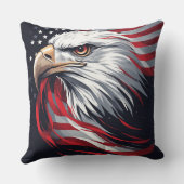 Minimalist Eagle with Flag – Modern Patriotic Art クッション (裏面)