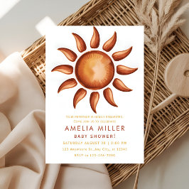 Minimalist Earth Tone Baby Shower 招待状