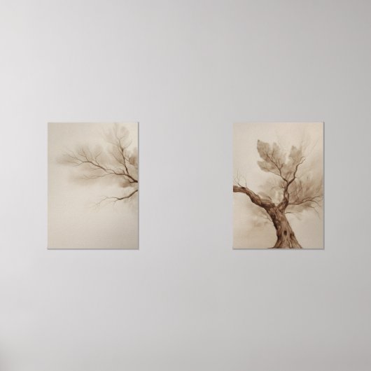 Minimalist Earth Tone Watercolor Tree (正面)