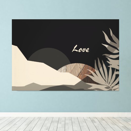 Minimalist Earth Tones Boho Abstract  キャンバスプリント (インサイチュ (ウッドフロア))