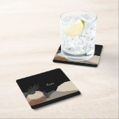 Minimalist Earth Tones Boho "Live"  スクエアペーパーコースター (インサイチュ)