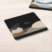 Minimalist Earth Tones Boho "Live"  スクエアペーパーコースター (アングル)