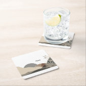 Minimalist Earth Tones Boho "Love"  スクエアペーパーコースター (インサイチュ)