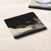Minimalist Earth Tones Boho "Love"  スクエアペーパーコースター (アングル)