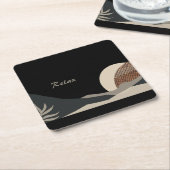 Minimalist Earth Tones Boho "Relax"  スクエアペーパーコースター (アングル)