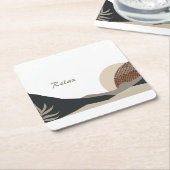 Minimalist Earth Tones Boho "Relax"  スクエアペーパーコースター (アングル)