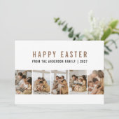 Minimalist Earthy 5 Photo Collage Happy Easter  シーズンカード (スタンド正面)