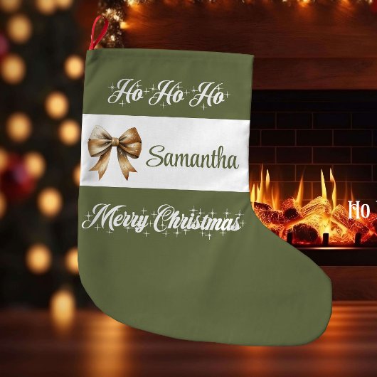 Minimalist Earthy Christmas Stocking Name ラージクリスマスストッキング