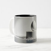 Minimalist Easter Egg on Modern Pedestal ツートーンマグカップ (正面左)