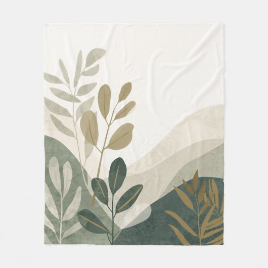 Minimalist Eco Art Fleece Blanket Nature Tones フリースブランケット (正面)