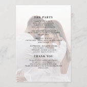 Minimalist Editorial Ivory Photo Wedding Program プログラム (裏面)