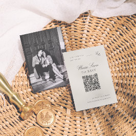 Minimalist Editorial Photo QR Code Wedding RSVP エンクロージャーカード