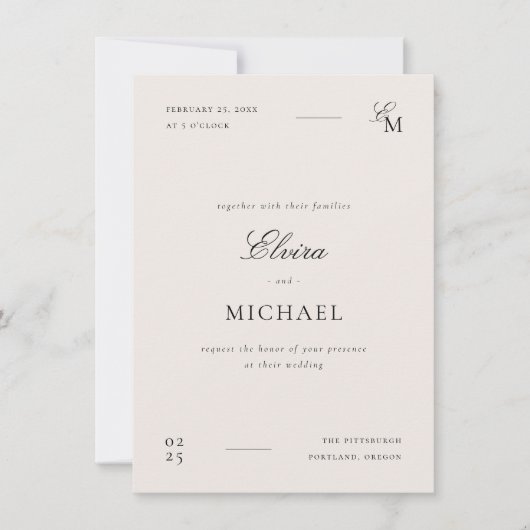 Minimalist Editorial Photo Wedding 招待状 (正面)