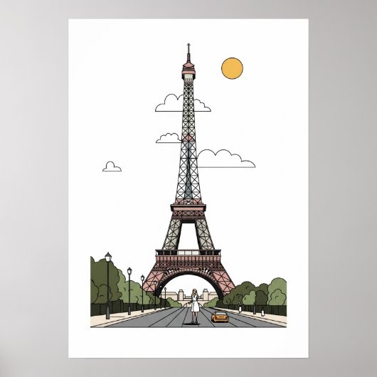 Minimalist Eiffel Tower Paris Poster ポスター (正面)