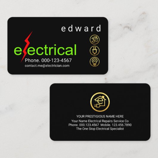 Minimalist Electrical Lightning Bolt 名刺 (正面/裏面)