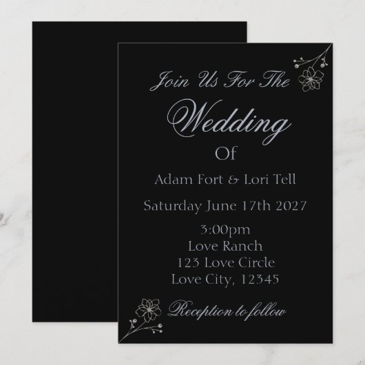 Minimalist Elegance Wedding 招待状 (正面/裏面)