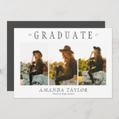 Minimalist Elegant 3 Photo Collage Graduation    案内状 (正面/裏面)