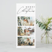 Minimalist Elegant 3 Photo Collage Green Christmas シーズンカード (スタンド正面)