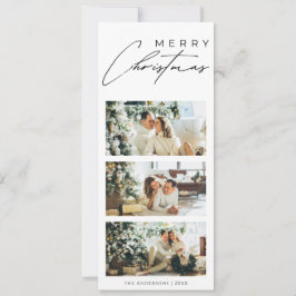 Minimalist Elegant 3 Photo Collage Merry Christmas シーズンカード