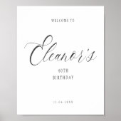 Minimalist Elegant 40th Welcome Birthday Poster ポスター (正面)