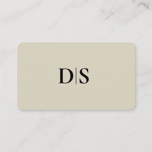 Minimalist Elegant Beige Monogram Initial 名刺 (正面)