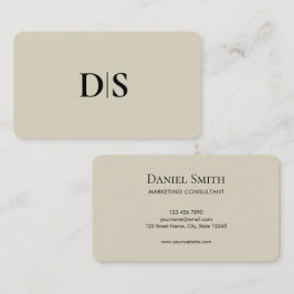 Minimalist Elegant Beige Monogram Initial 名刺