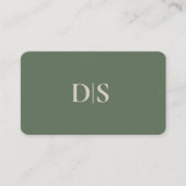 Minimalist Elegant Beige on Muted Green Initials 名刺 (正面)