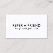 Minimalist Elegant Black and White Referral Card 紹介カード (正面)
