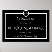 Minimalist Elegant Black and White Wedding Poster ポスター (正面)