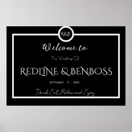 Minimalist Elegant Black and White Wedding Poster ポスター