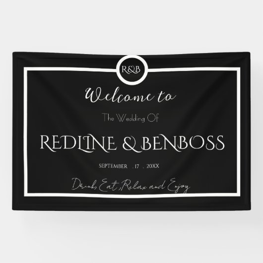 Minimalist Elegant Black and White Wedding Poster 横断幕 (横)