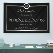 Minimalist Elegant Black and White Wedding Poster 横断幕 (トレードショー)