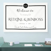 Minimalist Elegant Black and White Wedding Poster 横断幕 (トレードショー)