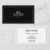 Minimalist Elegant Black and White with Logo 名刺 (正面/裏面)