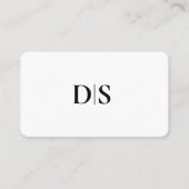 Minimalist Elegant Black on White Monogram Initial 名刺 (正面)