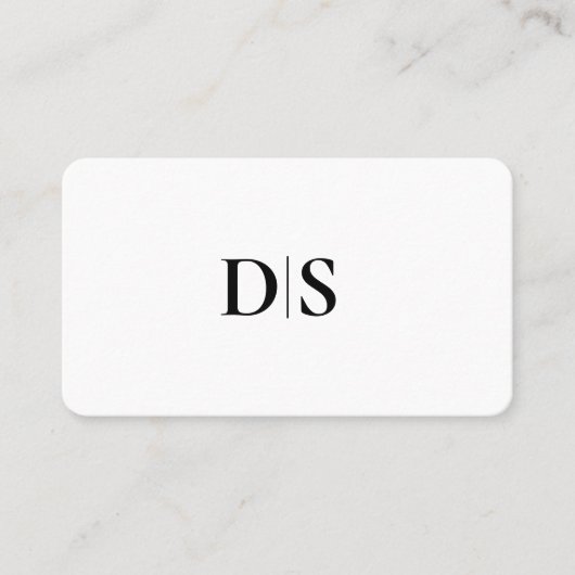 Minimalist Elegant Black on White Monogram Initial 名刺 (正面)