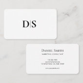 Minimalist Elegant Black on White Monogram Initial 名刺 (正面/裏面)