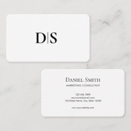 Minimalist Elegant Black on White Monogram Initial 名刺