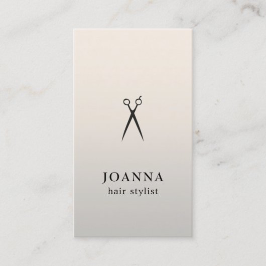 Minimalist Elegant Black Scissors Hair Stylist 名刺 (正面)