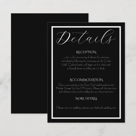 Minimalist Elegant Black & White Wedding  エンクロージャーカード (正面/裏面)