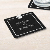 Minimalist Elegant Black & White Wedding  スクエアペーパーコースター (アングル)