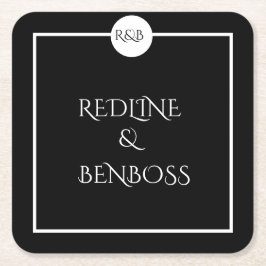 Minimalist Elegant Black & White Wedding  スクエアペーパーコースター