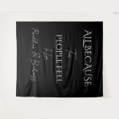 Minimalist Elegant Black & White Wedding タペストリー (正面(横))