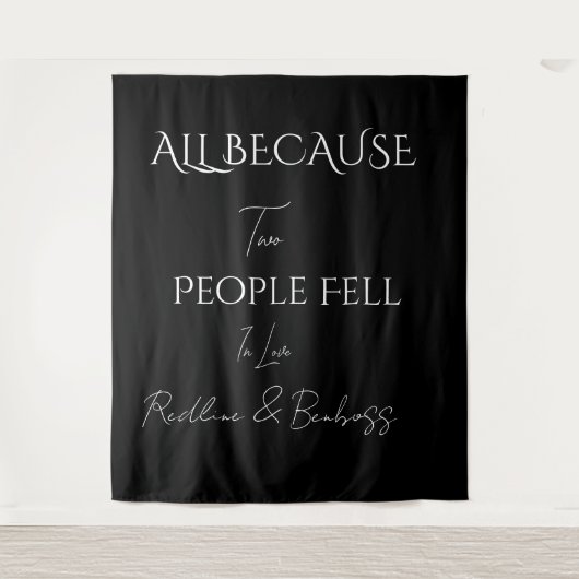 Minimalist Elegant Black & White Wedding タペストリー (正面)