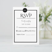 Minimalist Elegant Black & White Wedding 出欠カード (スタンド正面)