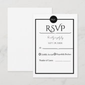 Minimalist Elegant Black & White Wedding 出欠カード (正面/裏面)