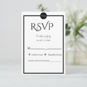 Minimalist Elegant Black & White Wedding 出欠カード (スタンド正面)