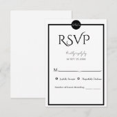 Minimalist Elegant Black & White Wedding 出欠カード (正面/裏面)