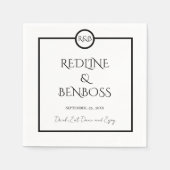 Minimalist Elegant Black & White Wedding Napkins スタンダードカクテルナプキン (正面)