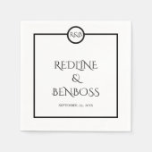 Minimalist Elegant Black & White Wedding Napkins スタンダードカクテルナプキン (正面)